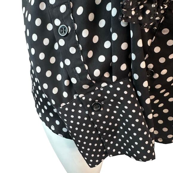 Le Superbe Black & White Forget Me Not Dot Tux Blouse sz 4 EUC Runs Large - Picture 6 of 9